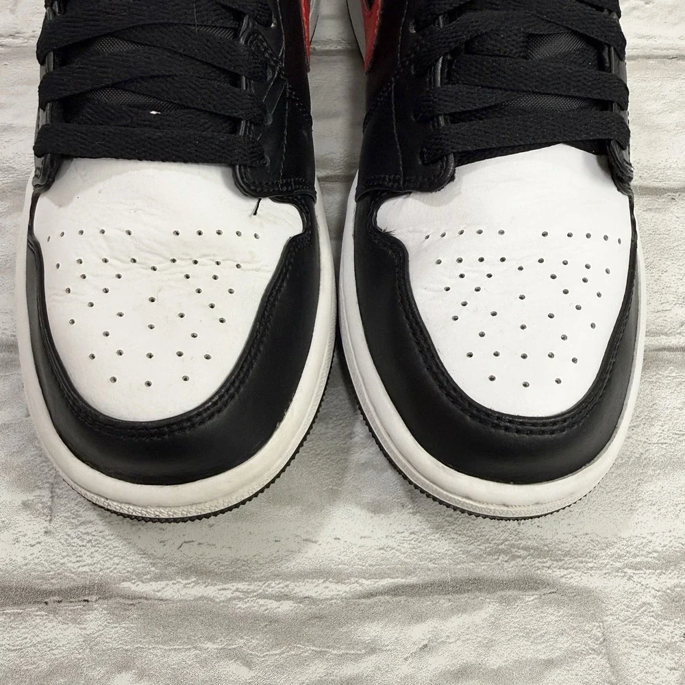 Nike Air Jordan 1 Low Shoes Black Fire Red White 553558-063 Men's Size 8